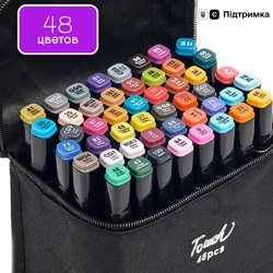 Величезний Набір скетч маркерів 48 кольорів Touch Raven для малювання, в чорному чохлі