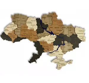Мапа України з натурального дерева на стіну 74х50 см, велика карта України